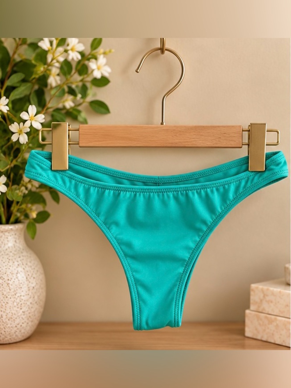 Victoria’s Secret Teal Ruched Cheeky Bikini Bottom Size Small
